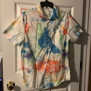 American Eagle Tie Dye Short Sleeve Button Up